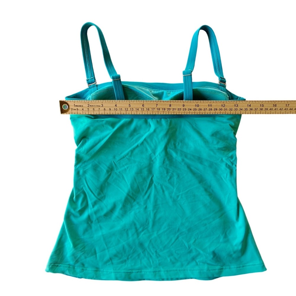 Lands End Tummy Control Ruched Tankini Swim Top Size 2 Teal EUC - Picture 3 of 8